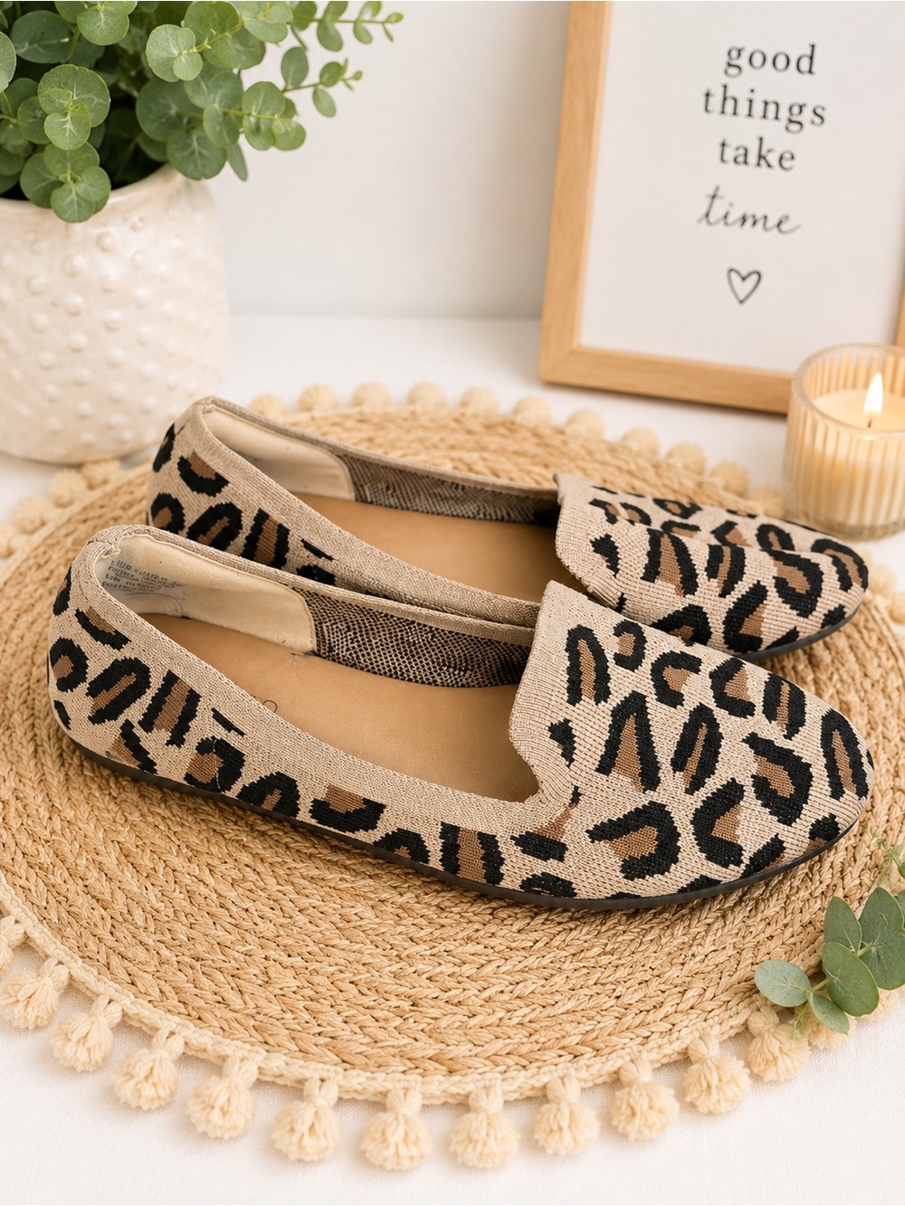 Torrid 9.5 WW knit loafers Leopard